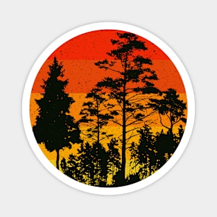 Retro Sunset Minimalist Trees Magnet